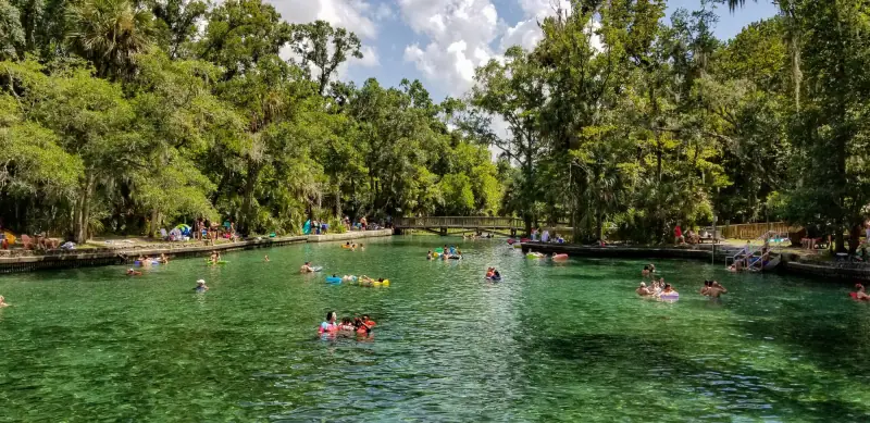 Swimmers in the clear spring basin at Wekiwa Springs State Park